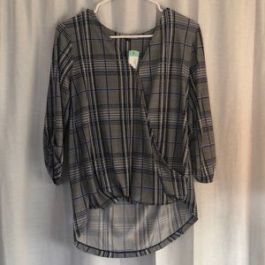 Patterned black and blue blouse